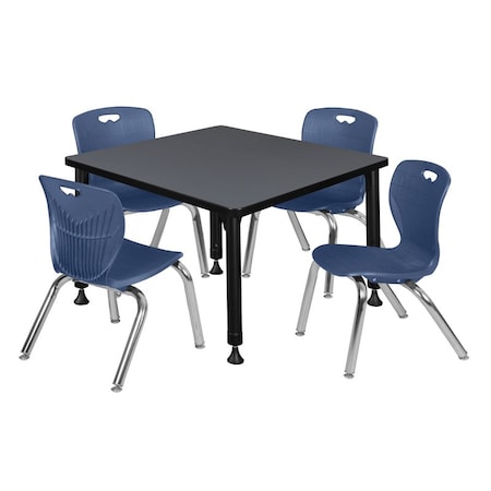 Regency Tables > Height Adjustable > Square Table & Chair Sets, 30 W, 30 L, 23-36 H, Grey TB3030GYAPBK45NV